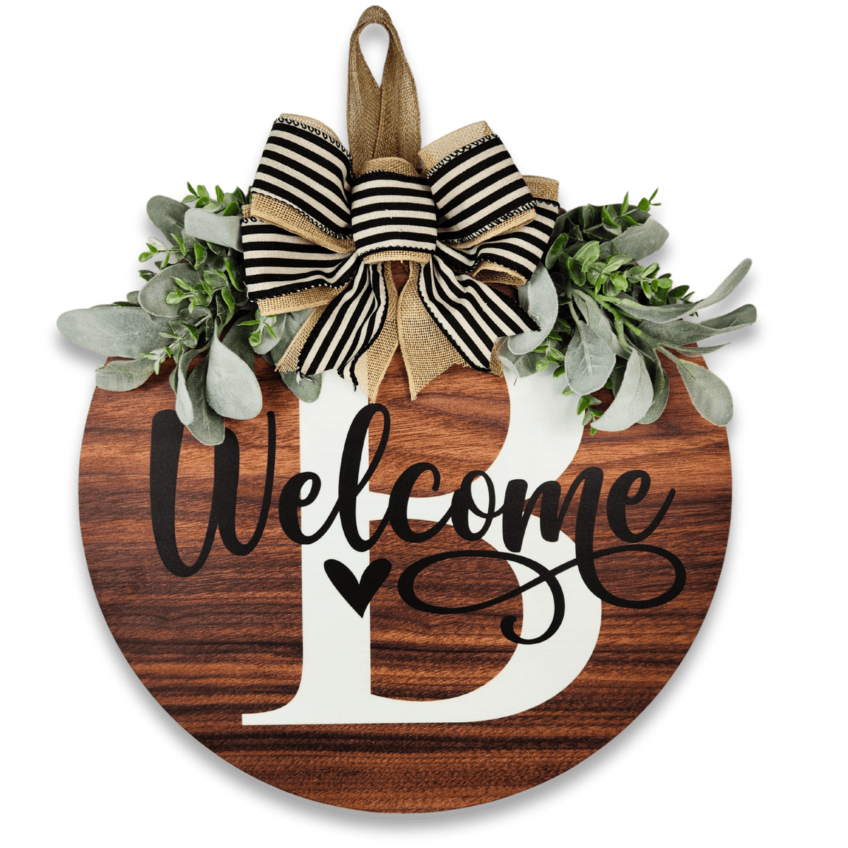 Wooden Door Hanger Sign with Wreath
